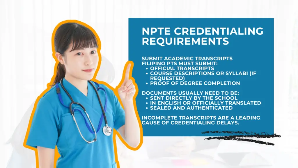 List of NPTE CREDENTIALING REQUIREMENTS