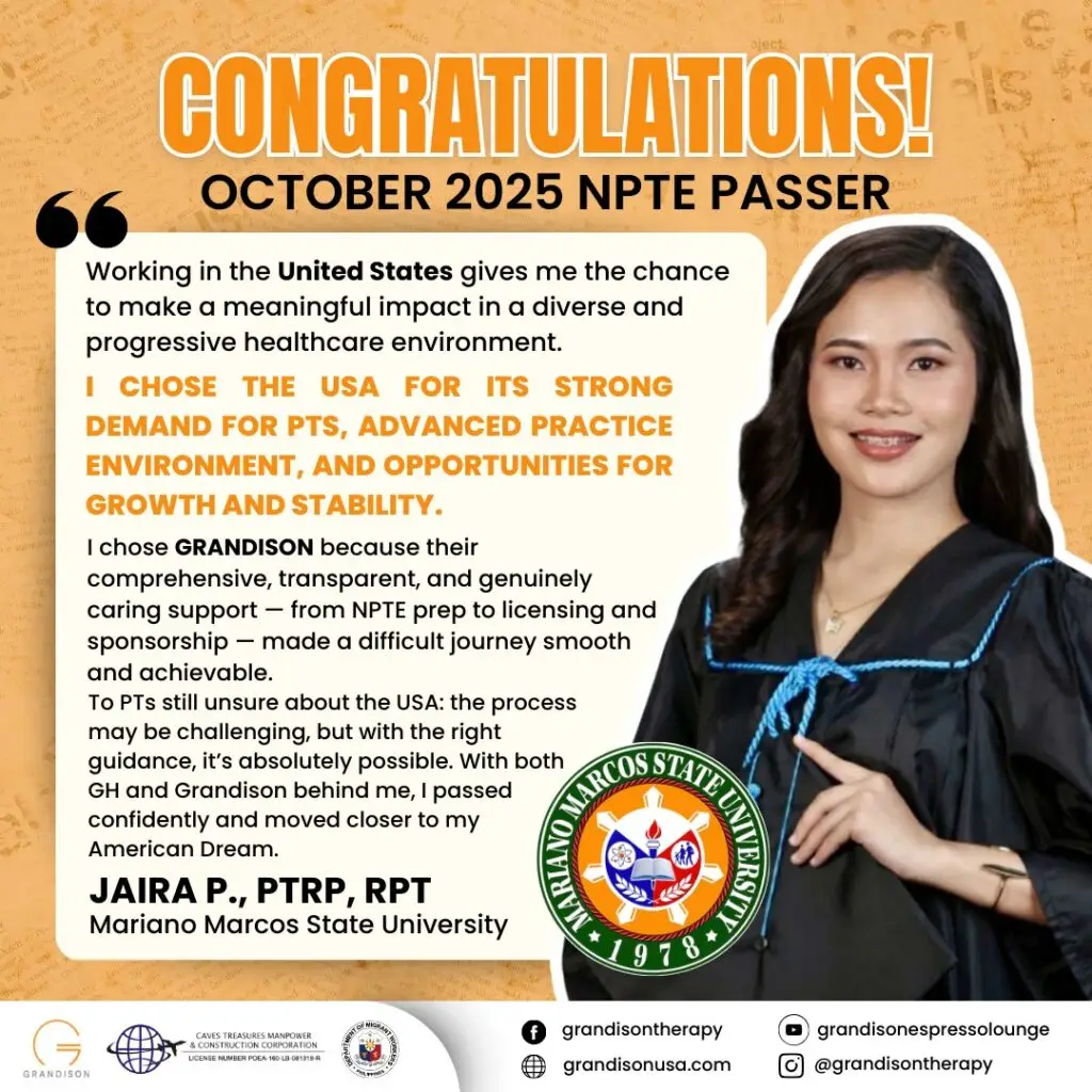 Fresh Graduates from the Philippines who passed the NPTE even without DPT testimonial